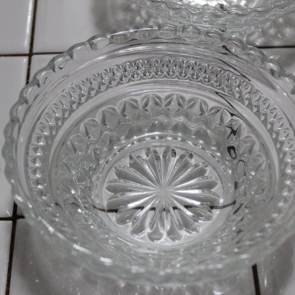 Vintage 1960's Ornate Cut Glass Bowls Condiment Serving - Picture 4 of 11